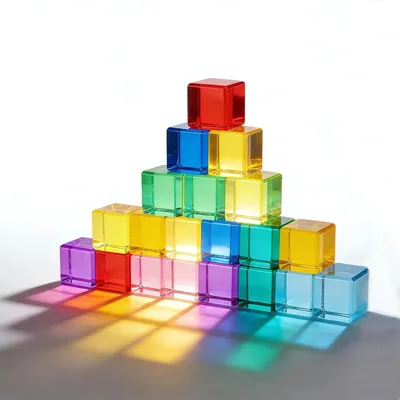 Image de Blocs de construction en acrylique colorés pour enfants, 20 pièces, jouet lumineux à empiler, idéal pour les enfants de 2 à 6 ans