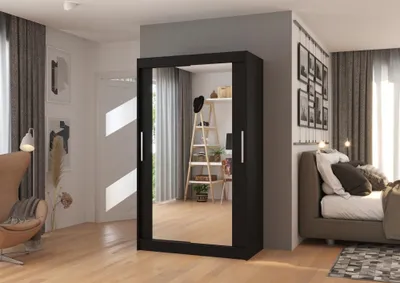 Obrázek produktu pro Zrcadlová šatní skříň 120 cm EADRA - černá