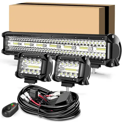 Produktbild von LED-Lichtleiste - Offroad-Beleuchtung - 50,8 cm - 100 W - 24.000 lm - Spot-/Flutlicht - 2 LED-Zusatzscheinwerfer 10,2 cm - IP68