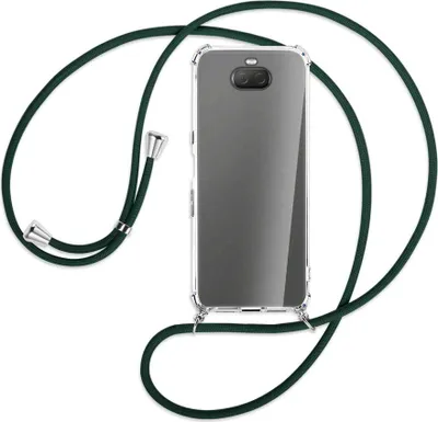 Produktbild von Handykette Backcover-Schutzhülle mit Band (Metall silberfarben) für Sony Xperia 10 Plus - dunkelgrün