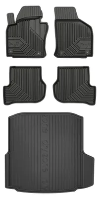 Productafbeelding van Rubberen automatten + kofferbakmat voor Skoda Octavia II 2004-2013 (sedan) – 5-delig, zwart, op maat – Wielganizator