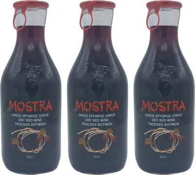 Produktbild von Mostra rot trocken 3x 0,5l | Weingut Tsililis | Rotwein aus Griechenland