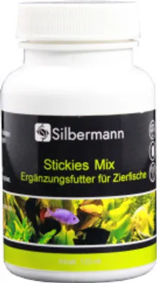Produktbild von Silbermann Stickies Mix - an der Aquarienscheibe haftende Futtertabletten als Ergänzungsfutter mit Spirulina Astaxanthin Holz und Knoblauch (120 ml), SIS 134