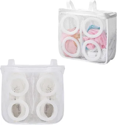 Produktbild von 2 Wäschesäcke für Schuhe, Waschmaschinen-Schuhbeutel mit Reißverschluss (weiß, quadratisch)