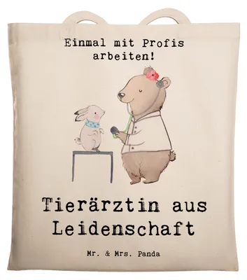 Produktbild von Mr. & Mrs. Panda Tote Bag Tierärztin Leidenschaft - Transparent - Geschenk, Einkaufstasche, Jutebeutel, Tasche, Laptoptasche, Schultasche, baumwolle