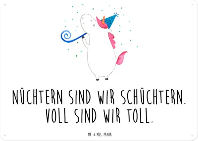 Produktbild von Mr. & Mrs. Panda tafel Einhorn Party DIN A3 - Weiß - Geschenk, Disco, Metallschild, Blechschild, Alkohol, Wandbild, Magnetschild, Club, Unicorn, Geburtstag, Schild