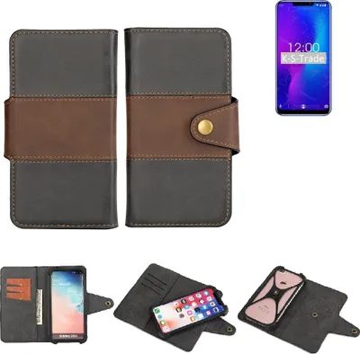 Produktbild von K-S-Trade Handyhülle Schutzhülle Hülle Bookstyle Wallet-Case kompatibel mit Oukitel U23 Bumper Rundumschutz schwarz-braun 1x