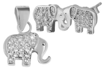 Produktbild von Akzent Mädchen Schmuckset Djura "Djura" aus 925 Sterlingsilber, rhodniniert, langlebig, Elefanten