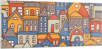 Produktbild von Bilder auf glas - Stadt Haus Straße - 100x40cm - Glasbilder - Wandbilder - Kunstdruck - zum Aufhängen bereit - Wanddekoration aus Glas - Glas Bilder - Wandbild auf Glas - Einteilig - GAB100x40-3953