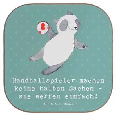 Produktbild von Mr. & Mrs. Panda Untersetzer Glas Handball Wurf - Meeresbrise - Geschenk, Sportart, Humor, Leidenschaft, Sport, Tassen, Sportler, Teamsport, Coaster, Gläser, Teamgeist
