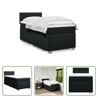 Produktbild von The Living Store Boxspringbett mit Matratze Schwarz 80x200 cm Stoff