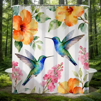 Produktbild von 3D Duschvorhang 240x200 Kolibri Antischimmel Wasserdicht
