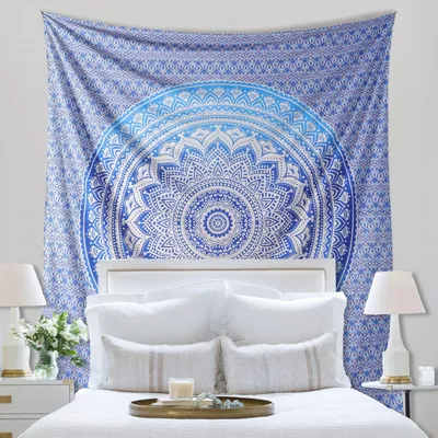 Image de Solidchoice - Tapis mural mandala fait à la main, décoration murale, 135 x 210 cm