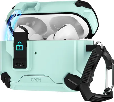 Zdjęcie produktu dla Etui ochronne na słuchawki Apple AirPods Pro 3 Defender z karabińczykiem 360°, odporne na wstrząsy i uderzenia, turkusowe