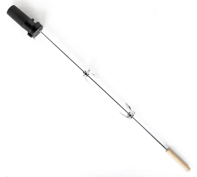 Produktbild von Drehspieß-Set für Grill, aus verchromtem Stahl und Holz, 50 cm nutzbare Spießlänge