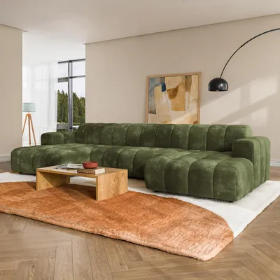 Produktbild von Masseno Ecksofa AENIS U-Form, Wohnzimmersofa, Couch, Soffa, Couchgarnitur- Grün, LUMO 20