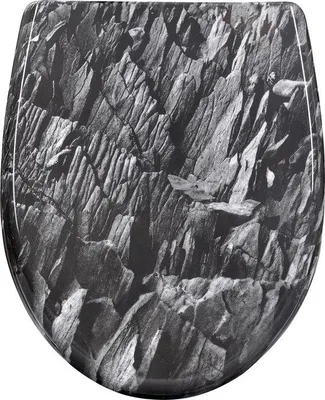 Image de Couvercle de siège de toilettes à fermeture douce, noir et blanc