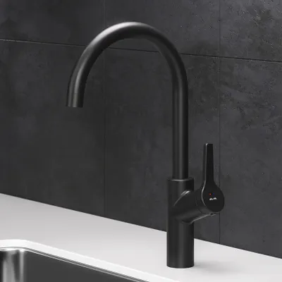 Produktbild von Wasserhahn Küche drehbar Küchenarmatur Edelstahl Spültischarmatur Hochdruck Armatur Mischbatterie Küche gebürstet AM.PM FXB07022 X-Joy S, Schwarz