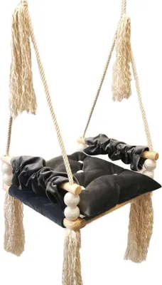 Produktbild von Love Gifts® Schaukel - Kinderschaukel 3-7 Jahre aus Holz, geeignet auch als Indoor Schaukel, montierbar an der Decke sowie im Türrahmen, Grafit