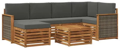 Produktbild von vidaXL Outdoor-Sofagarnitur 6 stk. Natur und Anthrazit