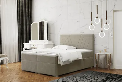 Produktbild von Boxspringbett Schlafzimmerbett RAMON 180x220cm in Stoff Matt Velvet Mud