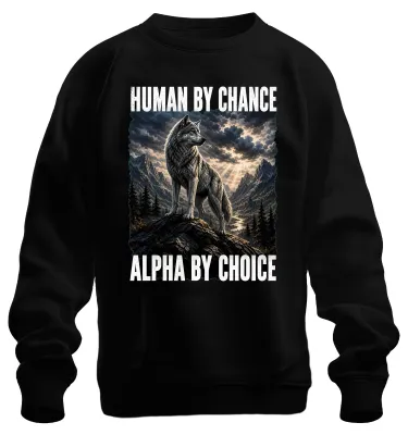 Immagine prodotto di "Umano per caso, alfa per scelta" – Felpa con cappuccio, modello pullover, colore nero, taglia XL