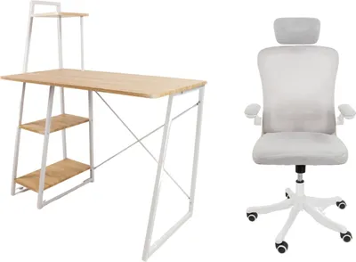 Obrázek produktu pro Set pracovní stůl Messa - Dub sonoma + židle APA PRO Šedá