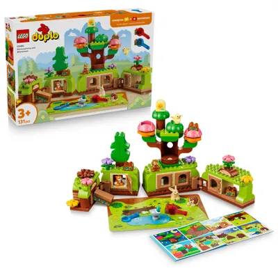 Produktbild von LEGO DUPLO Wald mit wilden Tieren - Lernspielzeug für Kleinkinder - Montessori Set mit Tierfiguren, Bäumen und Spielmatte - Geschenk für Mädchen und Jungen ab 3 Jahren - 10480