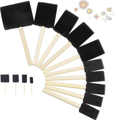 Produktbild von Schwammpinsel Malutensilien Set 16 Stück Schwamm Schaum Pinsel, Farbschwammpinsel mit Holzgriff Schaumstoffpinsel, Farbapplikator, Malschwammstempel Malzubehör für DIY Bastelprojekte