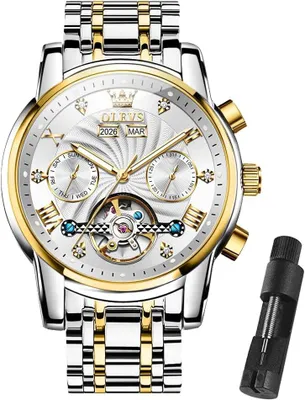 Produktbild von Herrenuhren Automatik Mechanische Armbanduhr mit Tourbillon Kalender Wasserdicht Leuchtende Uhren