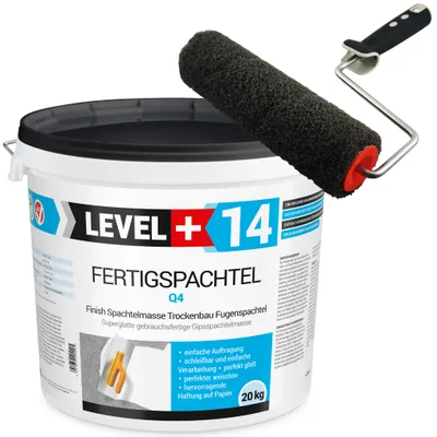 Produktbild von Glätt-Set 20kg Fertigspachtel + Profi Glättwalze 250mm Gipsspachtel LEVEL + SET209
