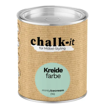Produktbild von Kreidefarbe Chalk-it (16) Minty Icecream 0,125L Shaby Chic Möbel Holzlack Natur Vintage Möbellack