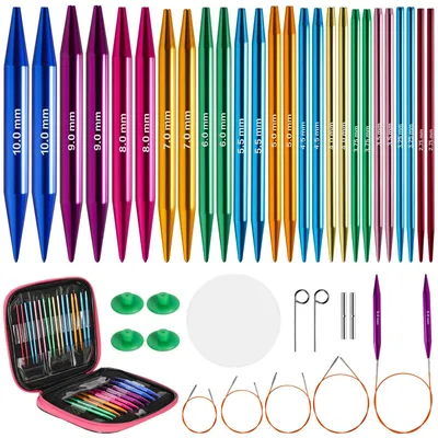 Imagen del producto de Elzusha - Juego de agujas de tejer circulares intercambiables, 13 pares - de 3,0 a 10,0 mm - de 40 a 100 cm