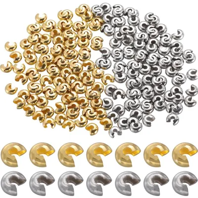 200 Stück 6 mm goldene Krabbenperlen aus Messing für Schmuck