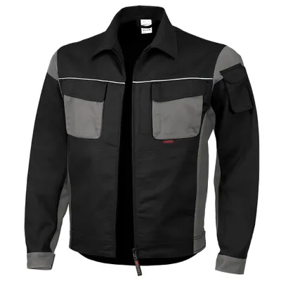 Produktbild von Qualitex Arbeitsjacke - strapazierfähige PROfessionals Arbeitsjacke - faserverstätkt MG 245 g - in Farbe: schwarz/grau - Herren: XXL - Damen: 54