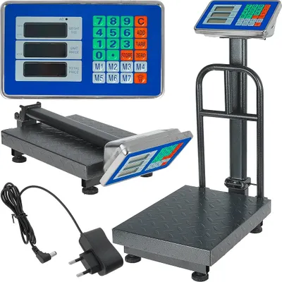 Produktbild von GEKO | Plattformwaage, 150kg, mit LCD-Anzeige, Paketwaage, Postwaage für Pakete, Gepäck, Heimgebrauch, Gepäckwaage, Industriewaage, Briefwaage, Waage
