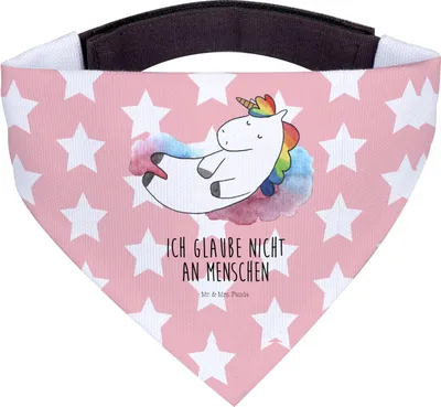 Produktbild von Mr. & Mrs. Panda Hunde-Halstuch Einhorn Wolke 7 - Rot Pastell - Geschenk, Menschen, Hund Halstuch, Hunde, Verliebt, Einhörner, Unicorn, Bandana