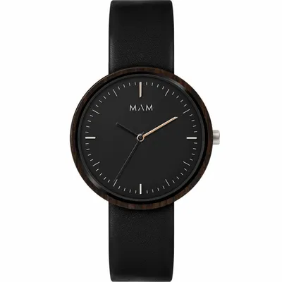 Produktbild von Klassische Quarz Uhr MAM642 39 mm Leder Schwarz Mineralglas 30m wasserdicht