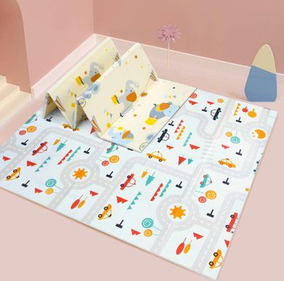 Baby Spielmatte Spielteppich Doppelseitige Krabbelmatte 200 x 180 cm Spieldecke faltbare Krabbeldecke babymatte Kinder Matte gym yoga matte