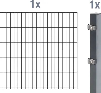 Zdjęcie produktu dla Ogrodzenie z podwójnej siatki drucianej Alberts - zestaw przedłużający, wysokość 80 cm, długość 2 m, antracyt, do zabetonowania