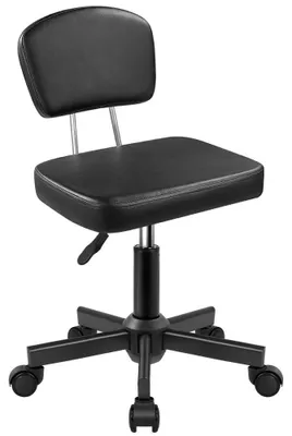 Produktbild von Omgoods – Verstellbarer Rollstuhl mit Rückenlehne und 360° drehbarer Sitzfläche – Schwarz, Kunstleder