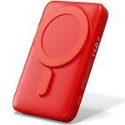 Produktbild von VIESTA® Classic Powerbank 10.000 mAh Rot – 22,5 W Schnellladen, PD 20W, 15 W kabelloses Laden, USB-C In/Out, USB-A, Lightning, Magnetfunktion