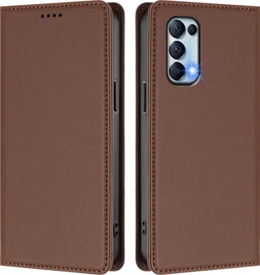 Obrázek produktu pro Kožené pouzdro pro Oppo Find X3 Lite, magnetické flipové pouzdro zPolyuretankůže se stojánkem Hnědá
