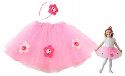 Produktbild von Wunderschönes Blumen-Kostüm für Mädchen - Rosa Rock & Stirnband für Karneval und Aufführungen