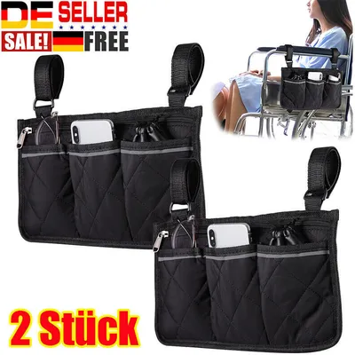 Produktbild von 2 Stück Rollstuhl Seitentasche Armlehnentasche Zubehör Rollstuhl Hinten Tasche