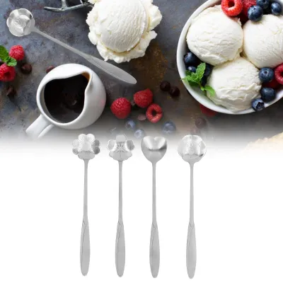 Produktbild von Rührlöffel 4er-Set, Edelstahl Kaffeelöffel Herzform, Dessertlöffel Für Eistee Kaffee Milchshake