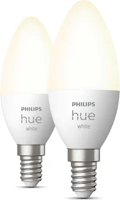 Produktbild von Philips Hue White E14 LED Lampe Doppelpack dimmbar warmweißes Licht steuerbar (24,90)