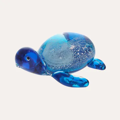 Image de KEYHOMESTORE | Tortue en verre bleu 16 x 14 x 7 cm
