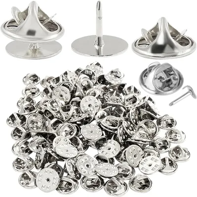 Schmetterlingskupplung für Anstecknadeln, 50 Paar, silber, 11,5 mm