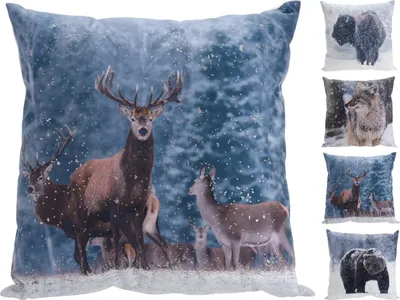 Produktbild von Zierkissen mit Tierdruck 45x45cm für Weihnachtsdekoration